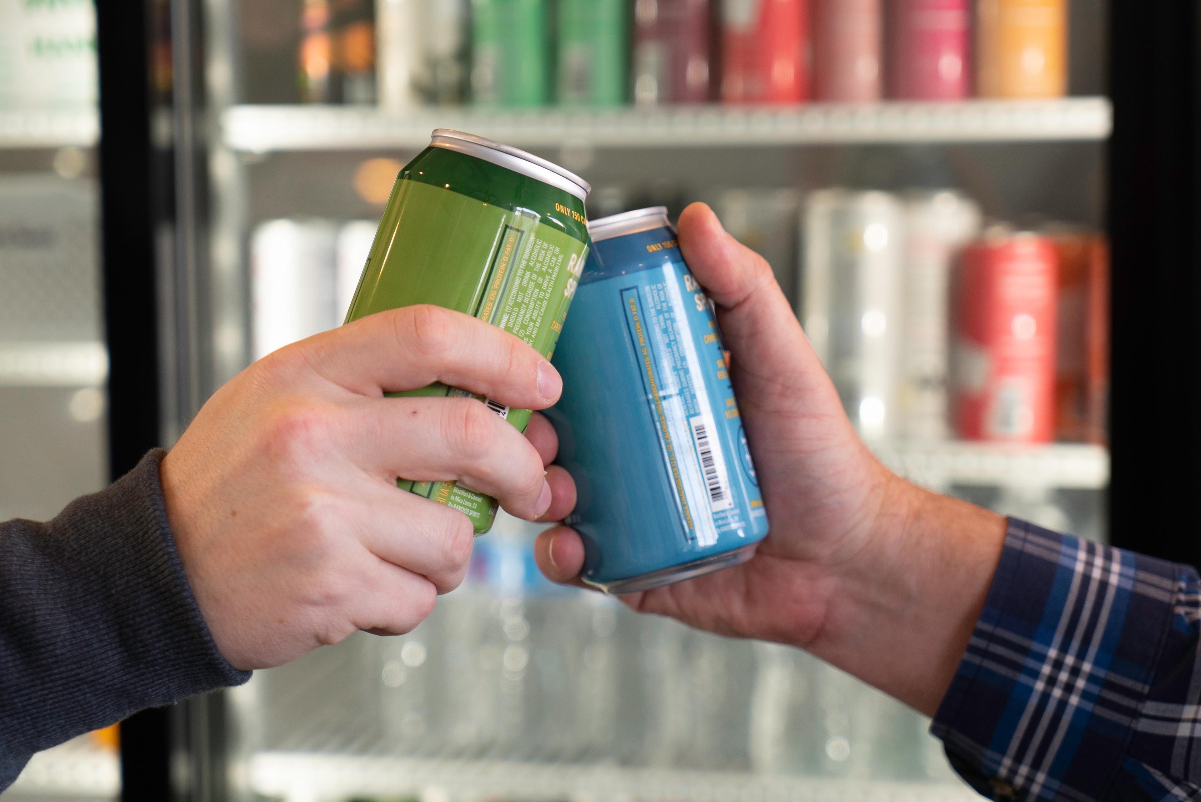 Two canned beverages cheers