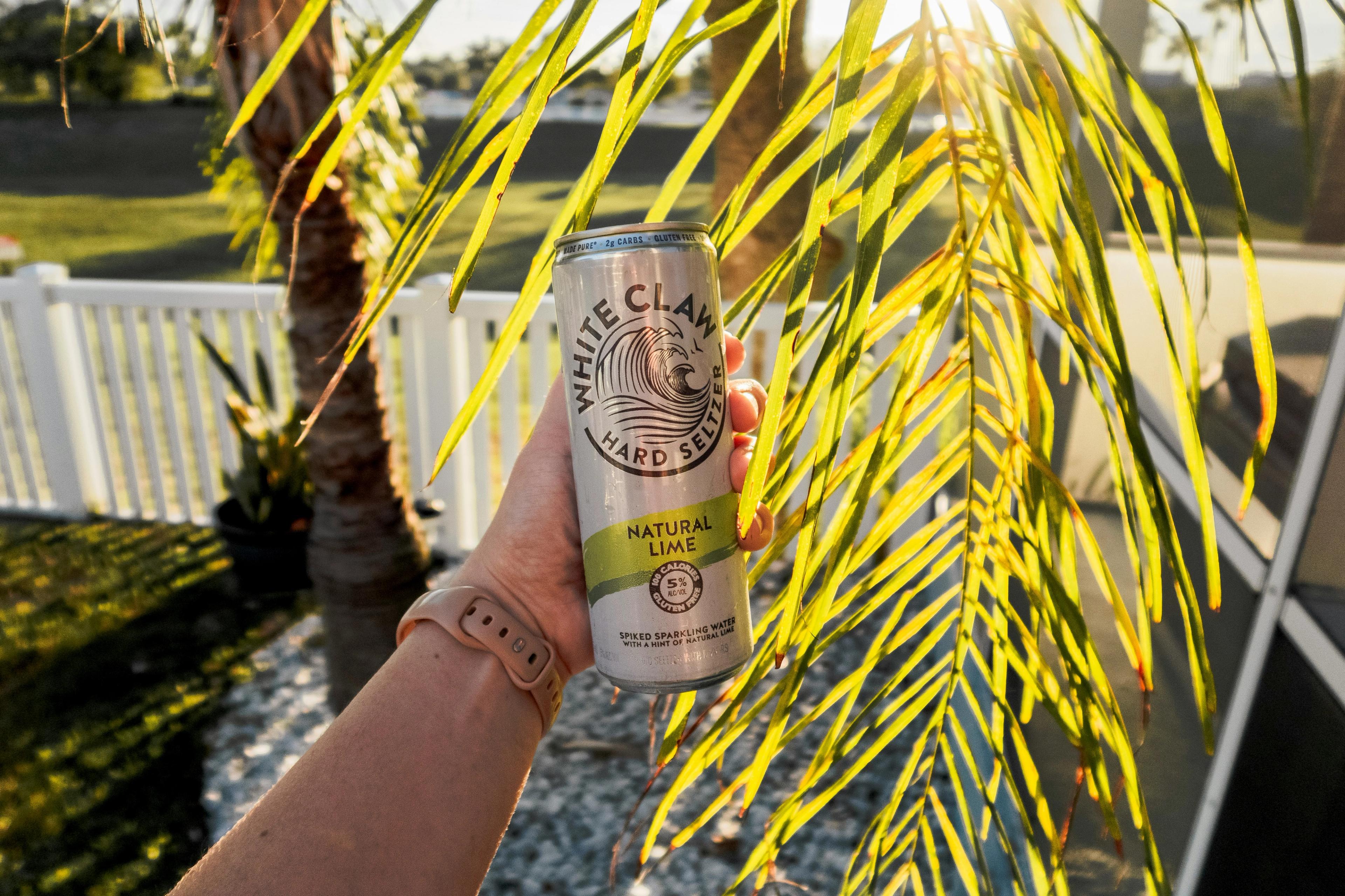 white claw next to pool