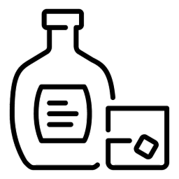 icon of whiskey bottle and glass