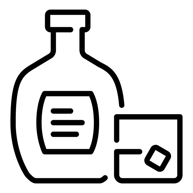 icon of whiskey bottle and glass