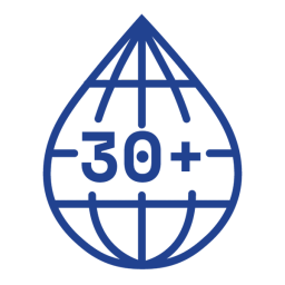 Icon of the Flavorman drop logo with the number 30+ inside
