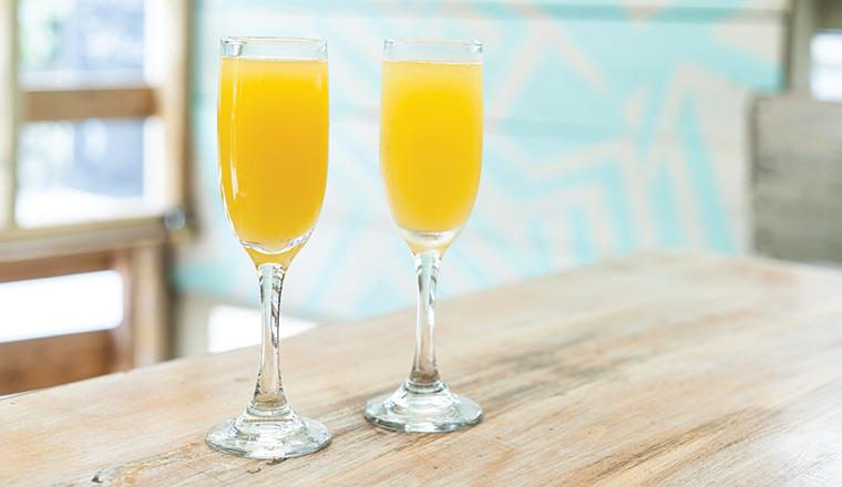 two mimosa flutes 