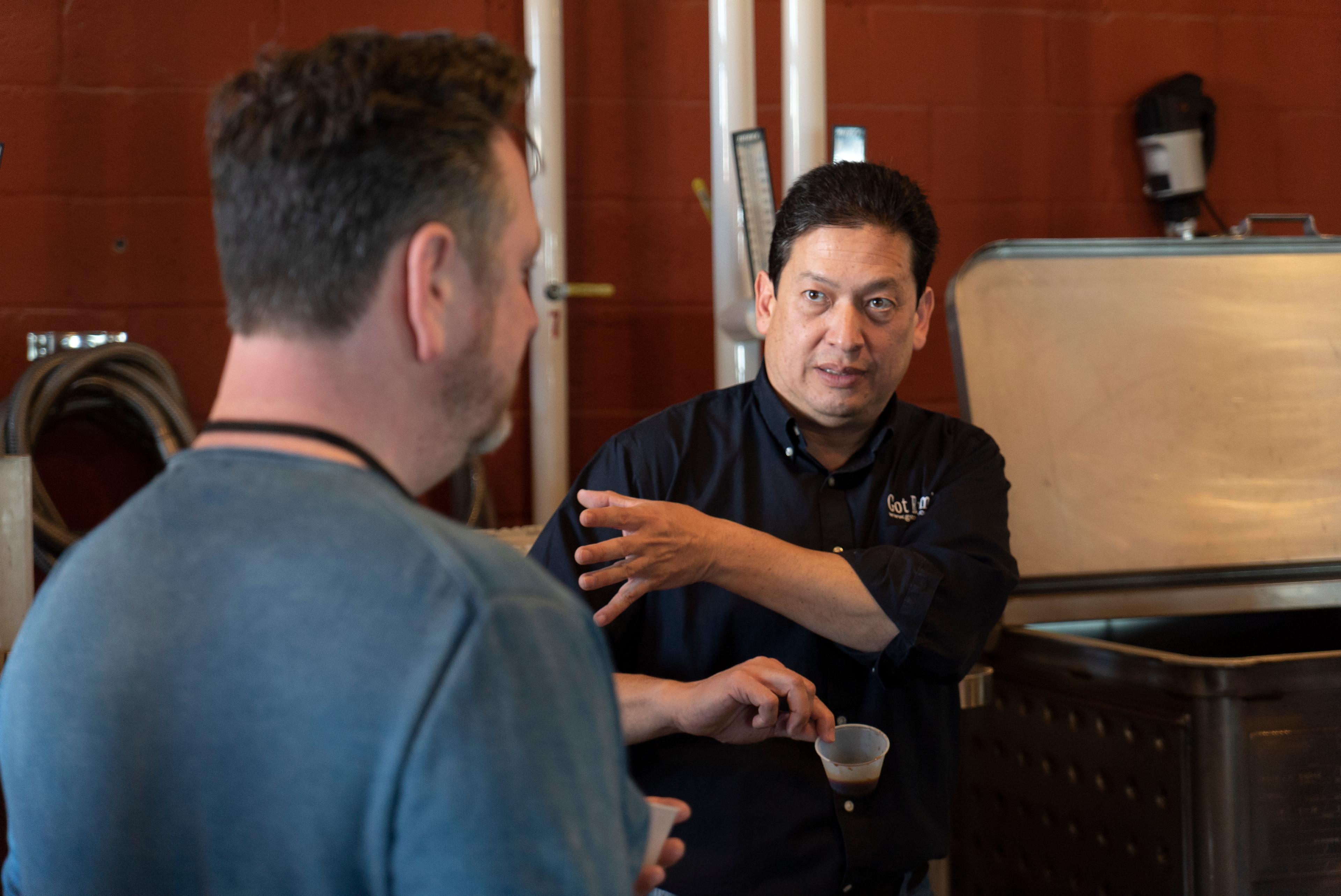 Luis teaching in the distillery