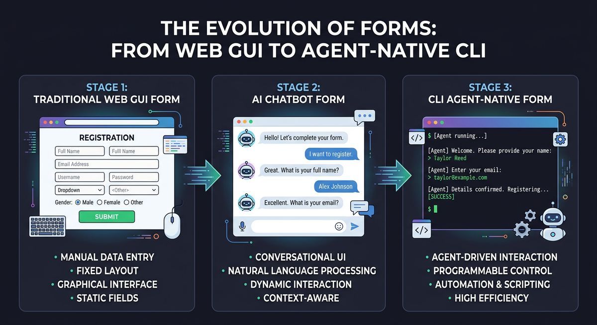 The evolution of forms: from web GUIs to AI agent-native CLI interfaces