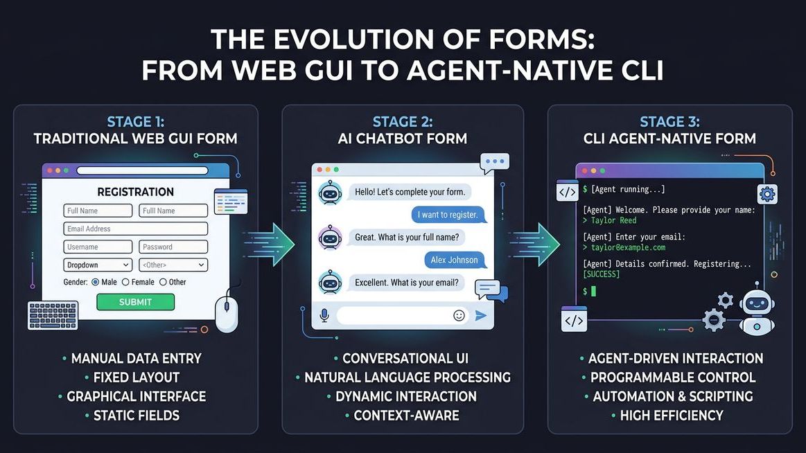 The evolution of forms: from web GUIs to AI agent-native CLI interfaces