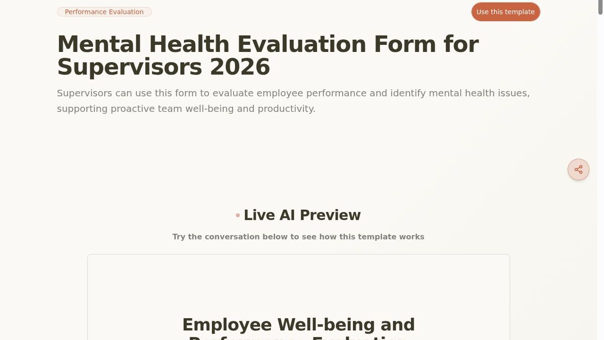 Dashform Mental Health Evaluation Form template page screenshot