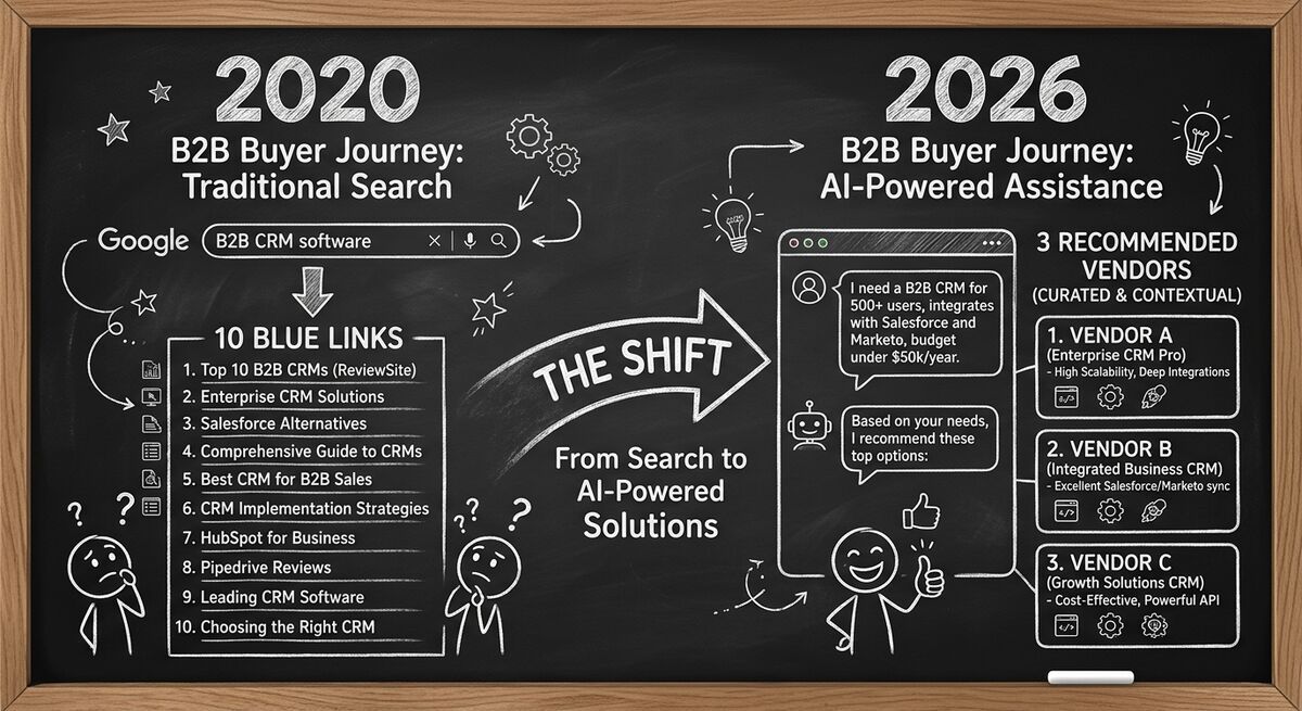 B2B buyer journey transformation from Google search to AI-assisted vendor research