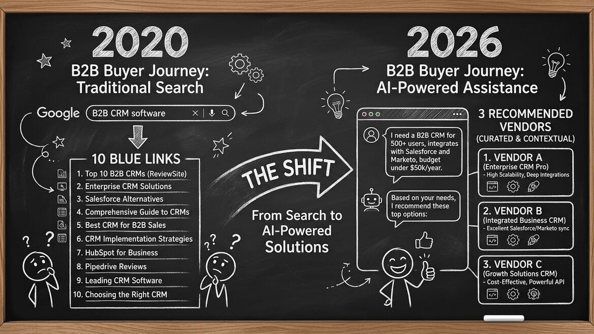 B2B buyer journey transformation from Google search to AI-assisted vendor research