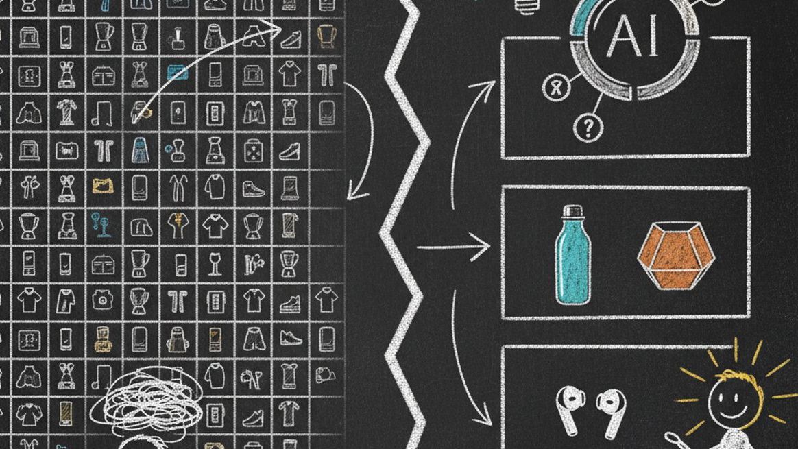 Amazon generic grid vs DTC curated quiz recommendation