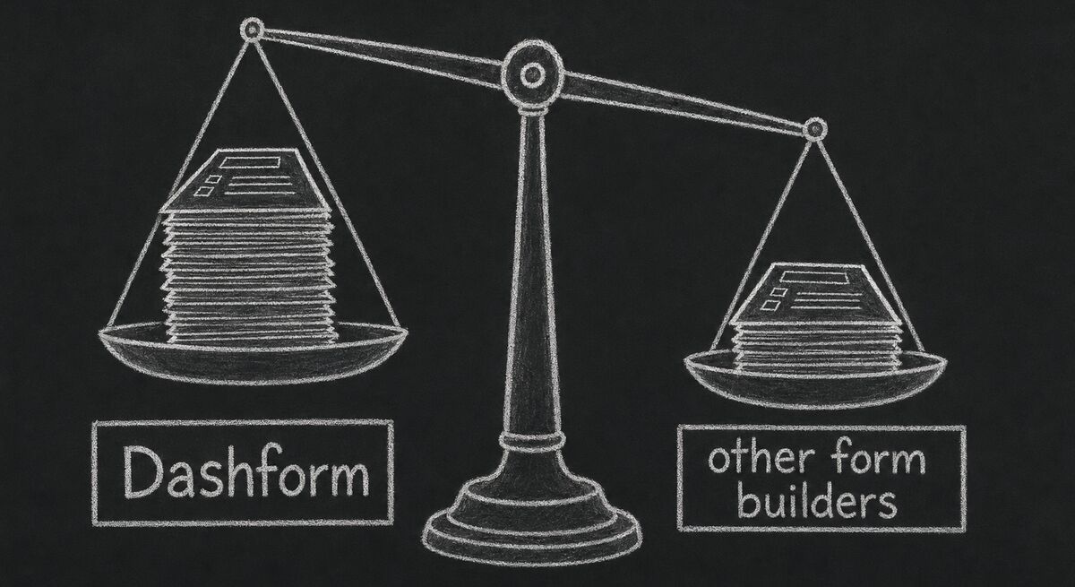 A balance scale weighing Dashform against other form builders