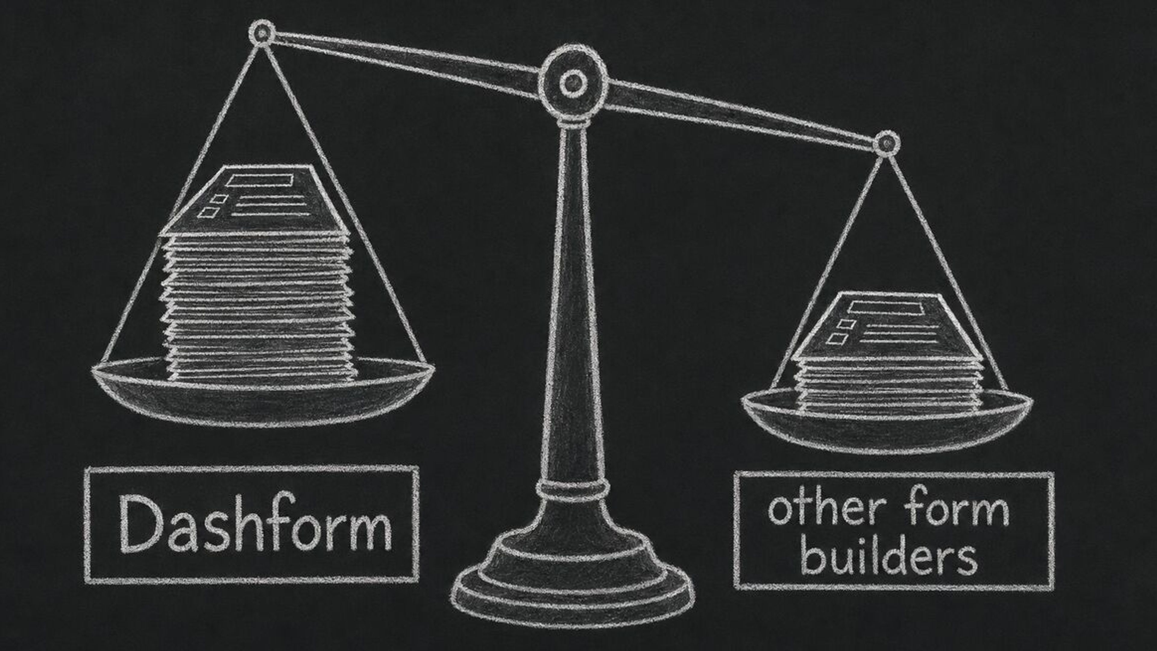 A balance scale weighing Dashform against other form builders