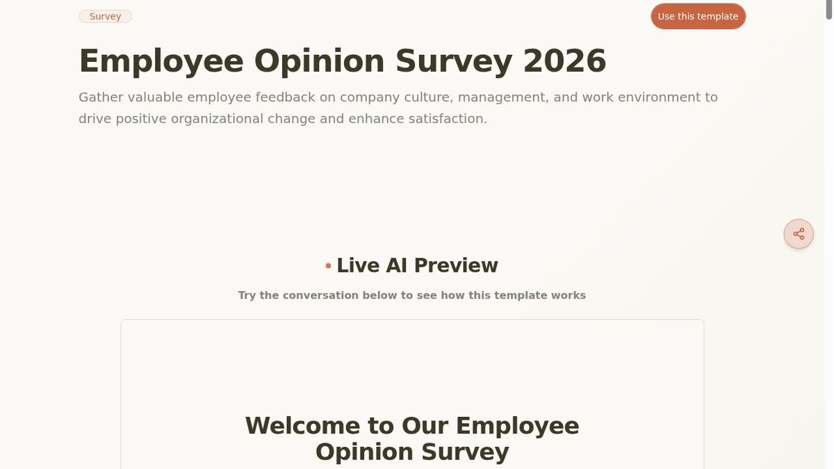Dashform Employee Opinion Survey template page screenshot