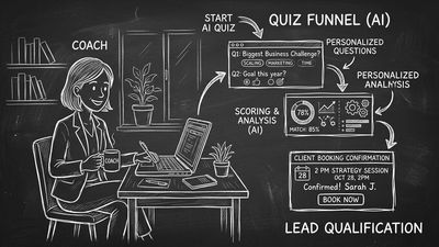 AI quiz generator for coaches showing automated client qualification funnel