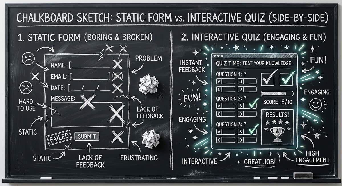 Static form vs interactive quiz comparison