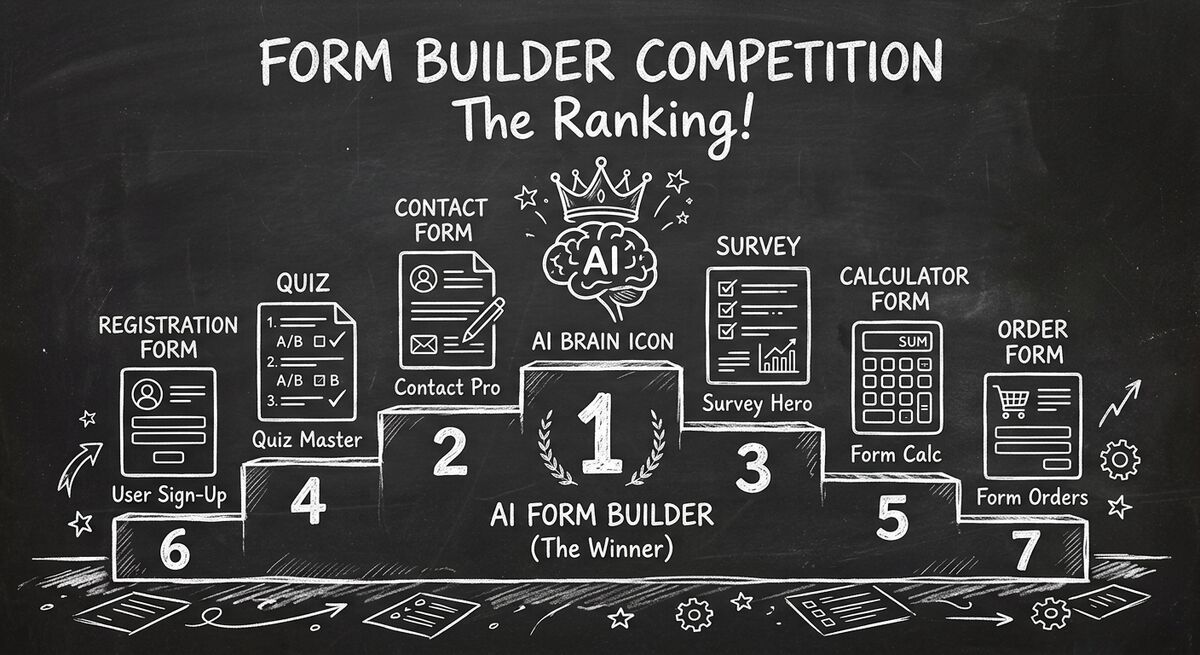 Seven AI form builder tools compared in a ranking with features and pricing