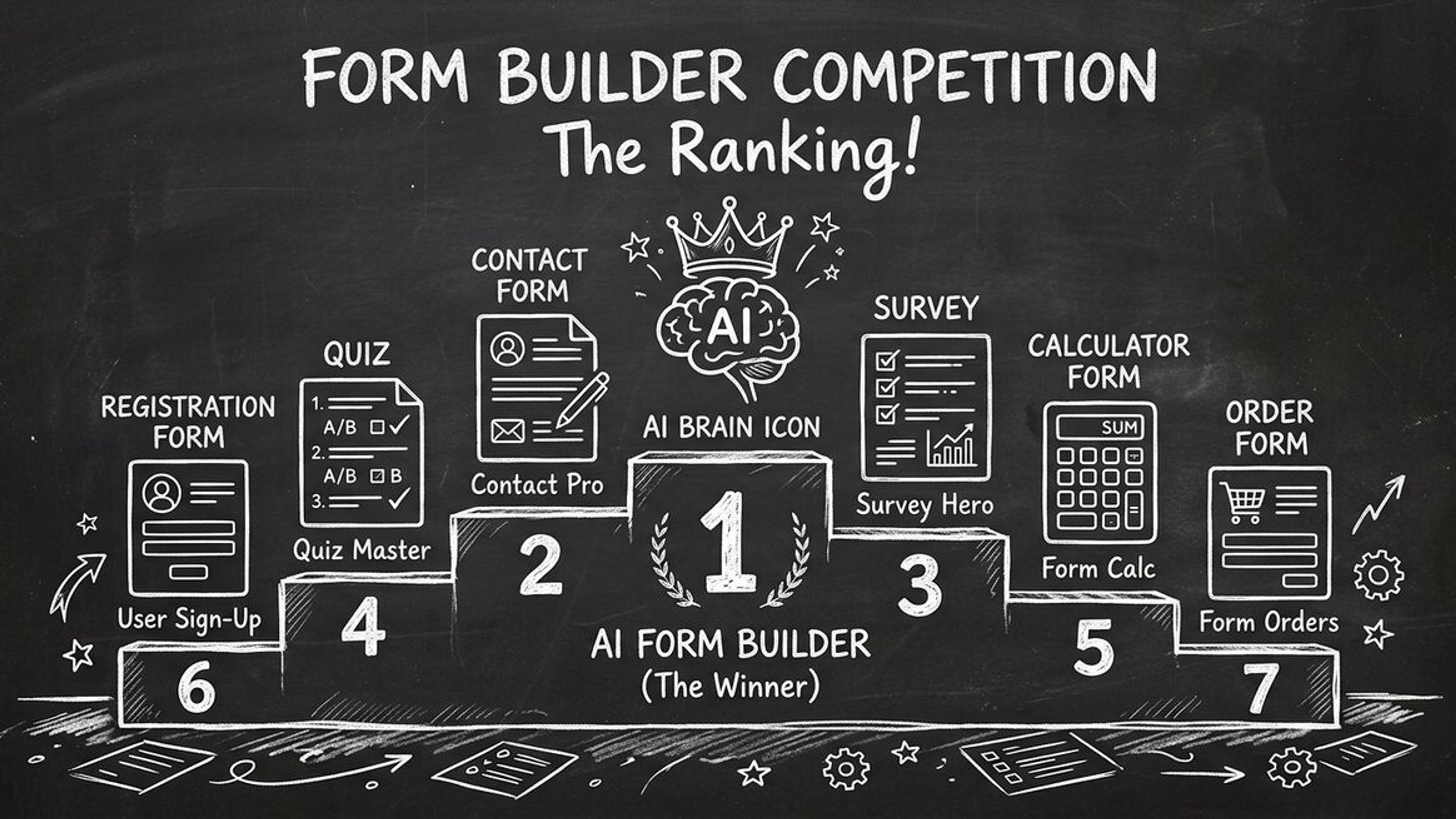 Seven AI form builder tools compared in a ranking with features and pricing