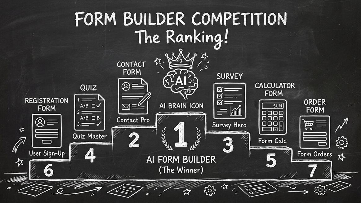 Seven AI form builder tools compared in a ranking with features and pricing