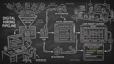 AI tools for HR showing application screening, onboarding, and employee lifecycle automation