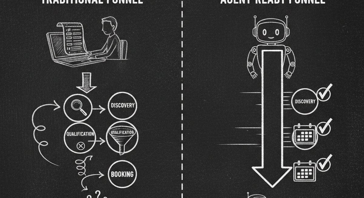 Traditional lead funnel vs agent-ready funnel comparison