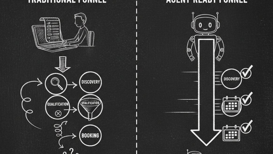 Traditional lead funnel vs agent-ready funnel comparison