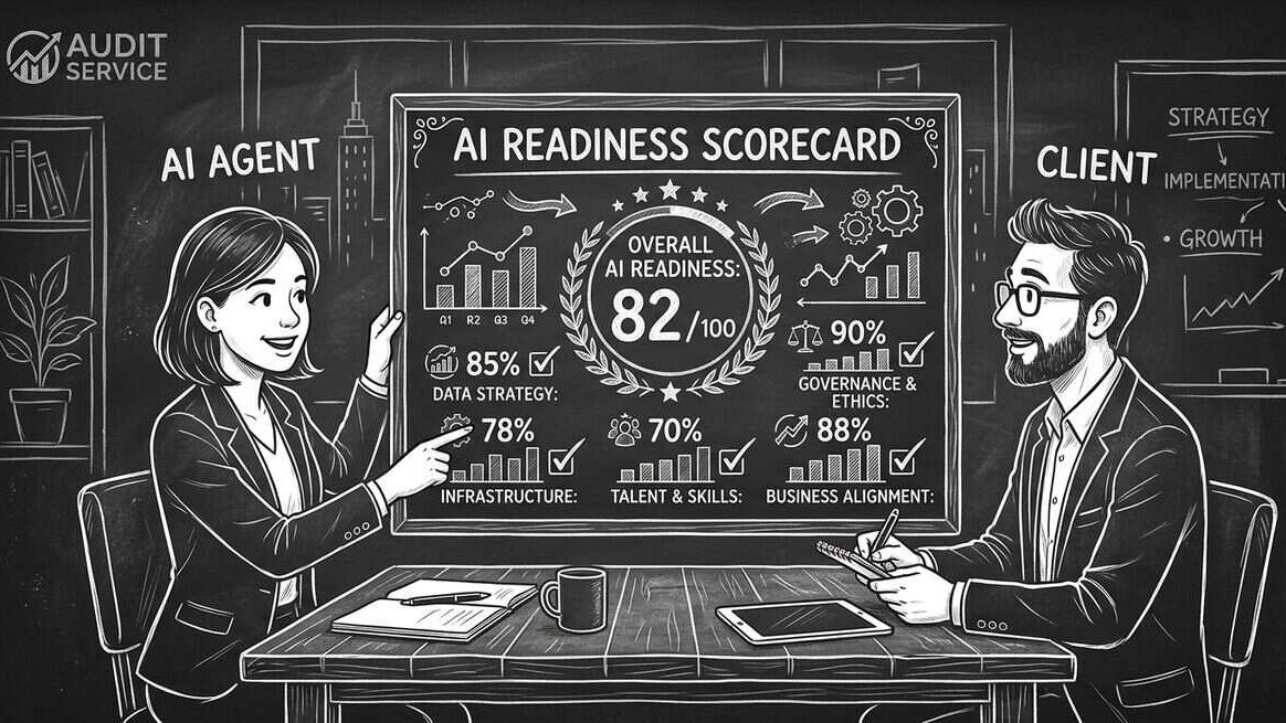 AI readiness audit scorecard being presented to a client