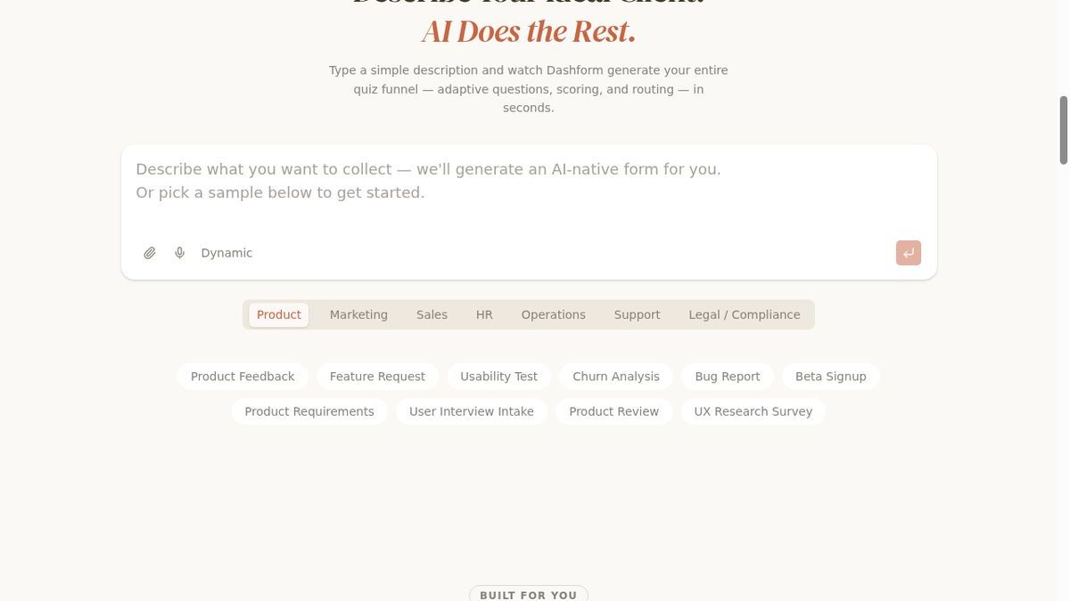Dashform pricing for SaaS companies