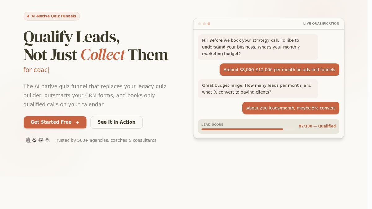 Dashform homepage — AI-powered form and quiz builder