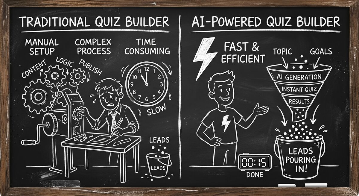 AI quiz funnel builder comparison between traditional and AI-powered approaches