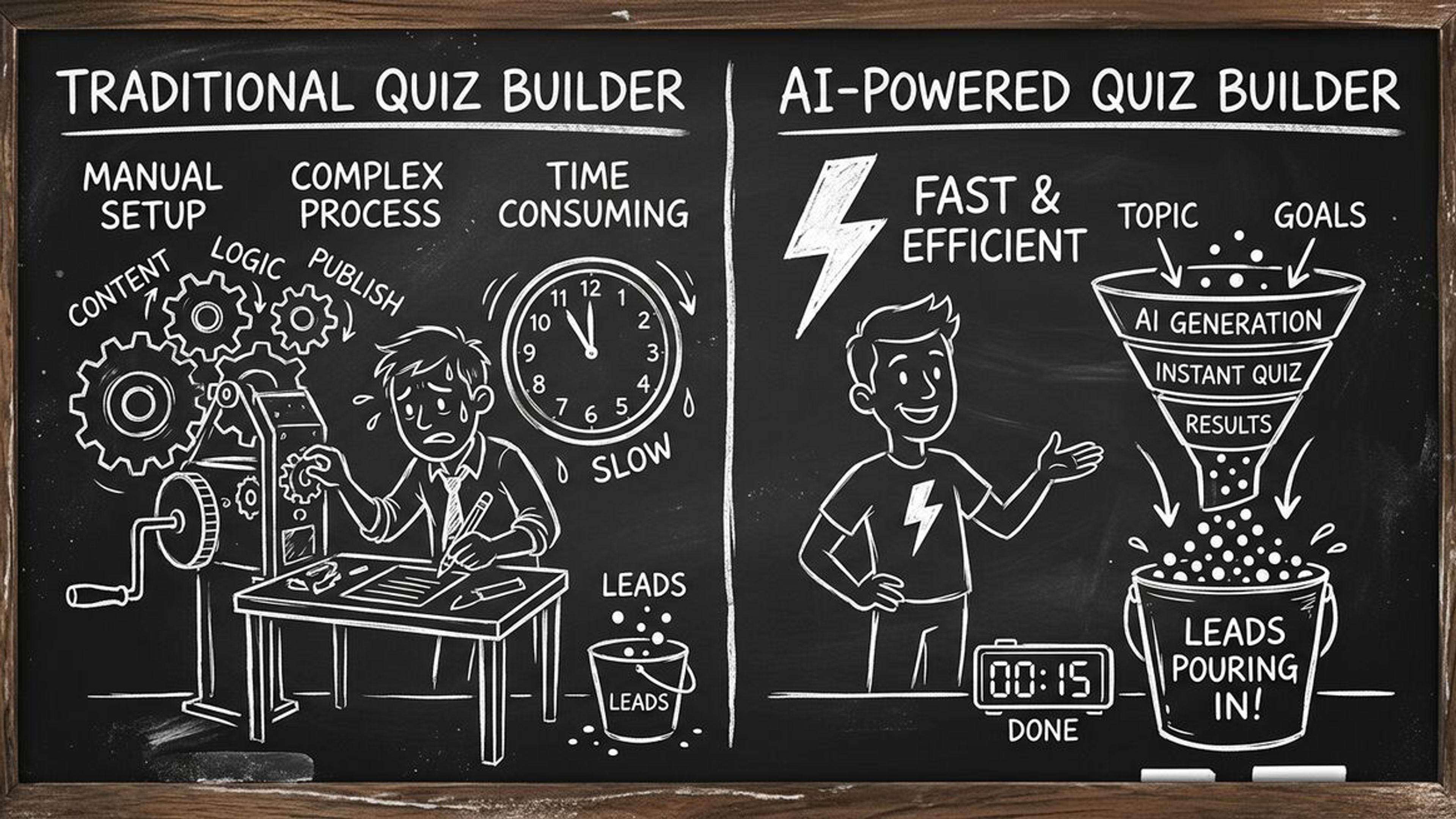AI quiz funnel builder comparison between traditional and AI-powered approaches