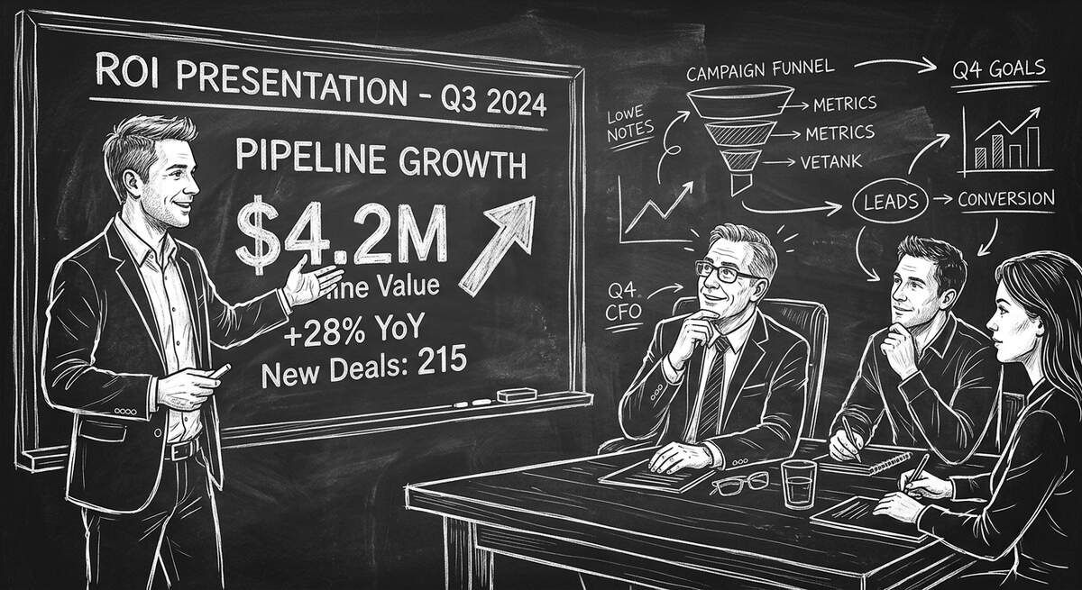 Agency presenting ROI data to client executives