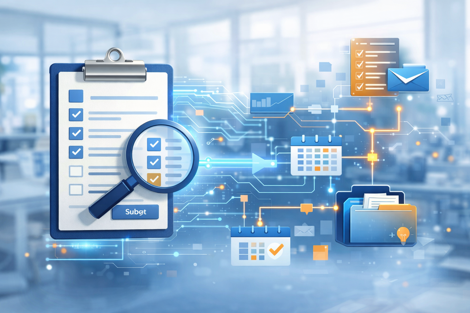 Illustration of a modern, technology-driven client intake process for agencies