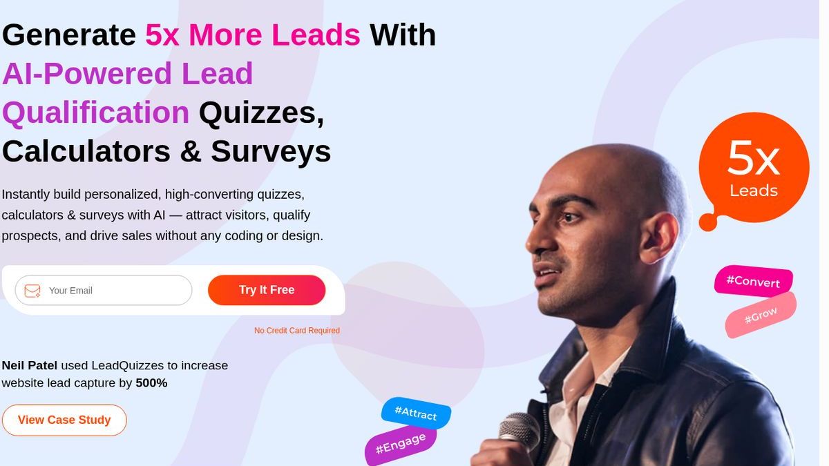 LeadQuizzes homepage — quiz and survey lead generation tool