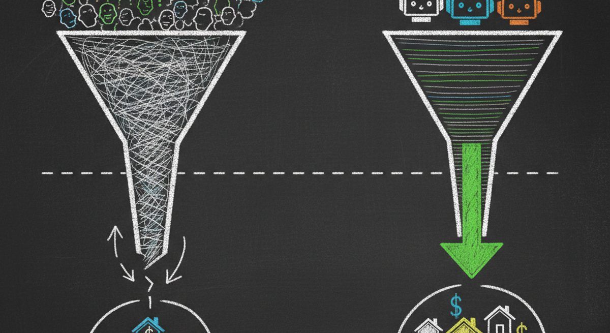 Traditional funnel vs AI agent funnel comparison