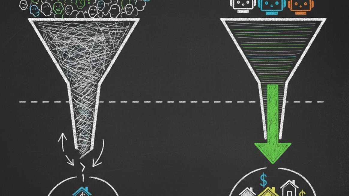 Traditional funnel vs AI agent funnel comparison