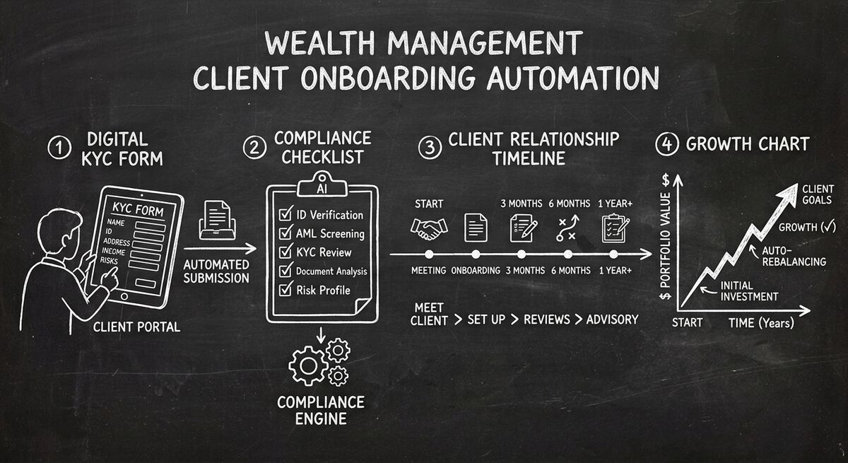 Wealth management client onboarding automation with compliance tracking