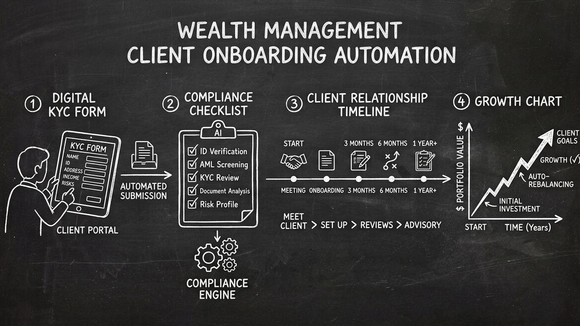 Wealth management client onboarding automation with compliance tracking