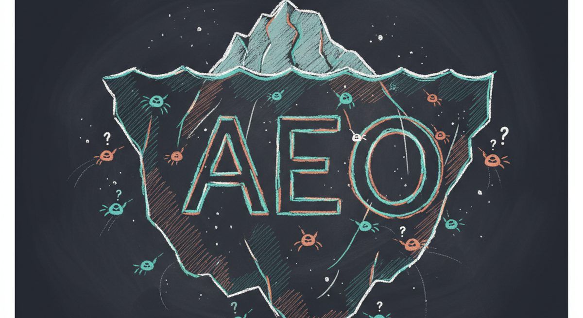 SEO as tip of iceberg, AEO as massive underwater portion