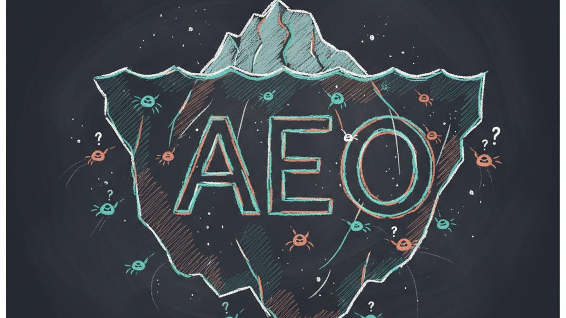 SEO as tip of iceberg, AEO as massive underwater portion