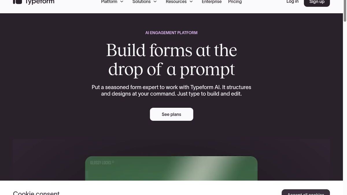 Typeform homepage — conversational form builder