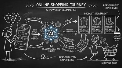 AI product recommendation quiz guiding ecommerce shopper to personalized product match