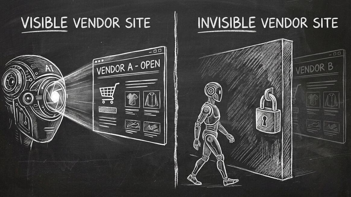 Visible vs invisible vendor websites to AI agent scanning
