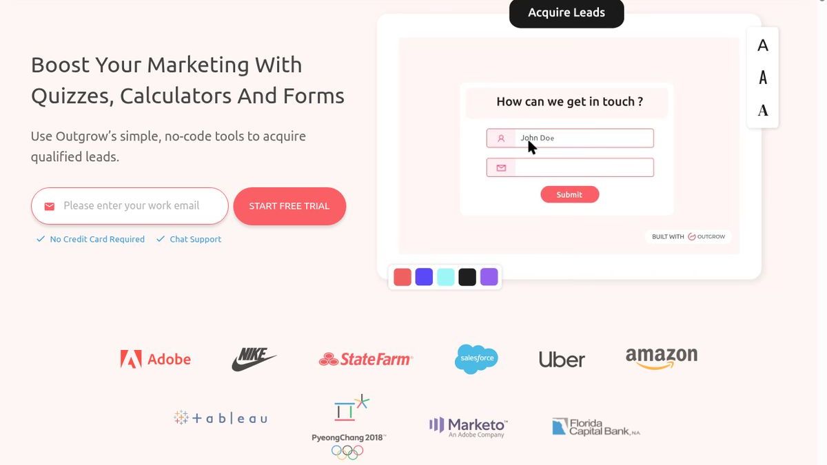 Outgrow homepage — interactive content and calculator builder