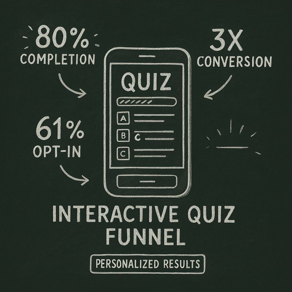 Interactive product recommendation quiz on mobile showing high engagement metrics and personalized results