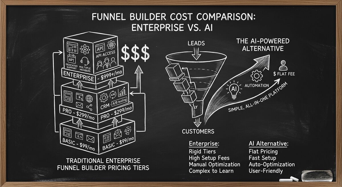 Enterprise pricing tiers comparison showing cost structure of premium funnel builders
