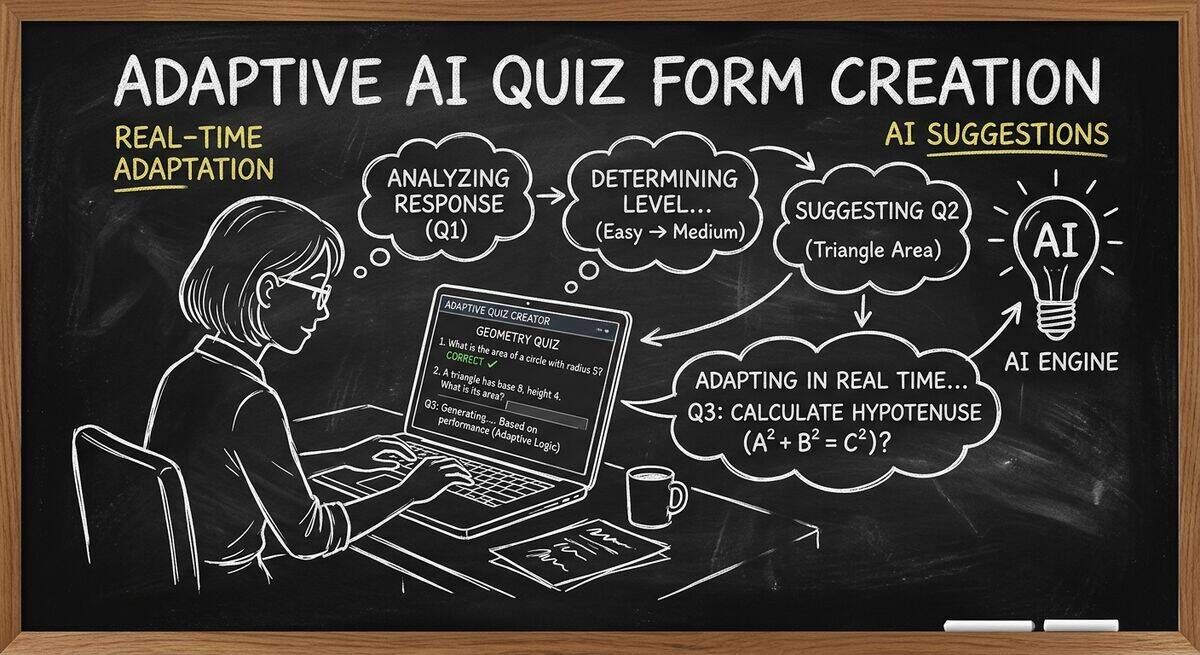 Person creating an AI-powered quiz form with automated suggestions and real-time personalization