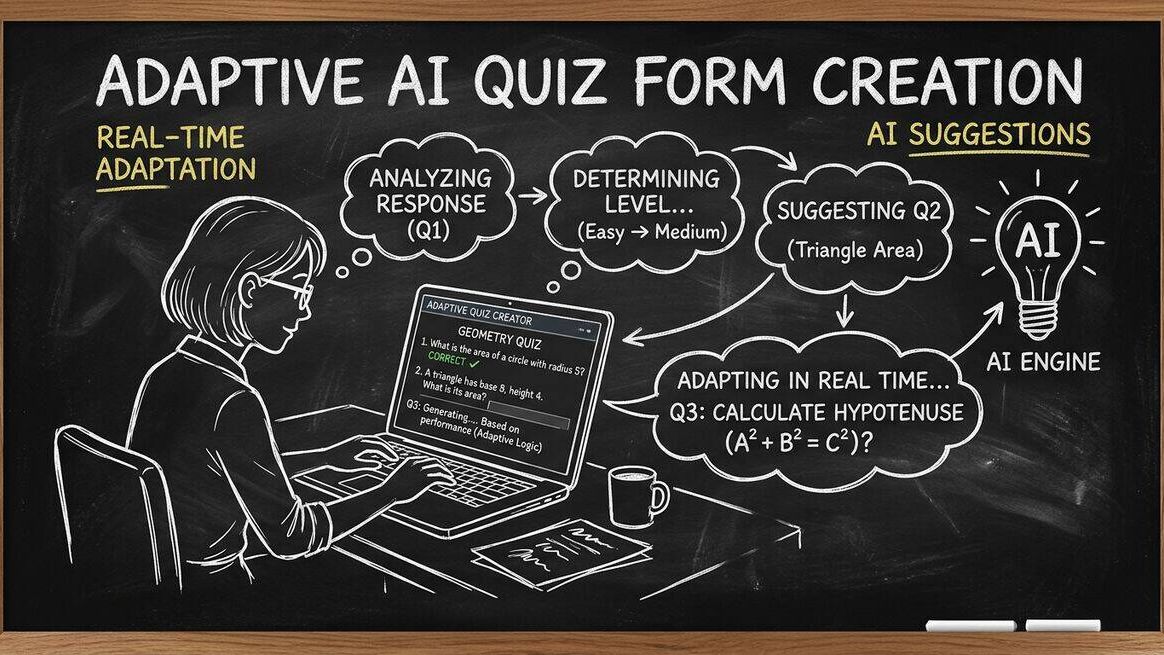 Person creating an AI-powered quiz form with automated suggestions and real-time personalization