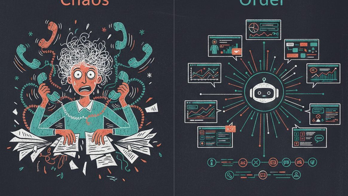 Overwhelmed receptionist vs calm AI system