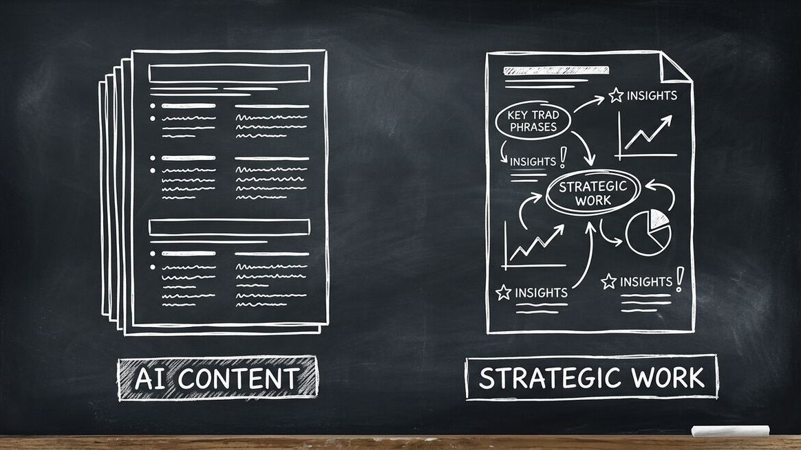 AI commoditization - identical AI-generated content vs unique strategic piece