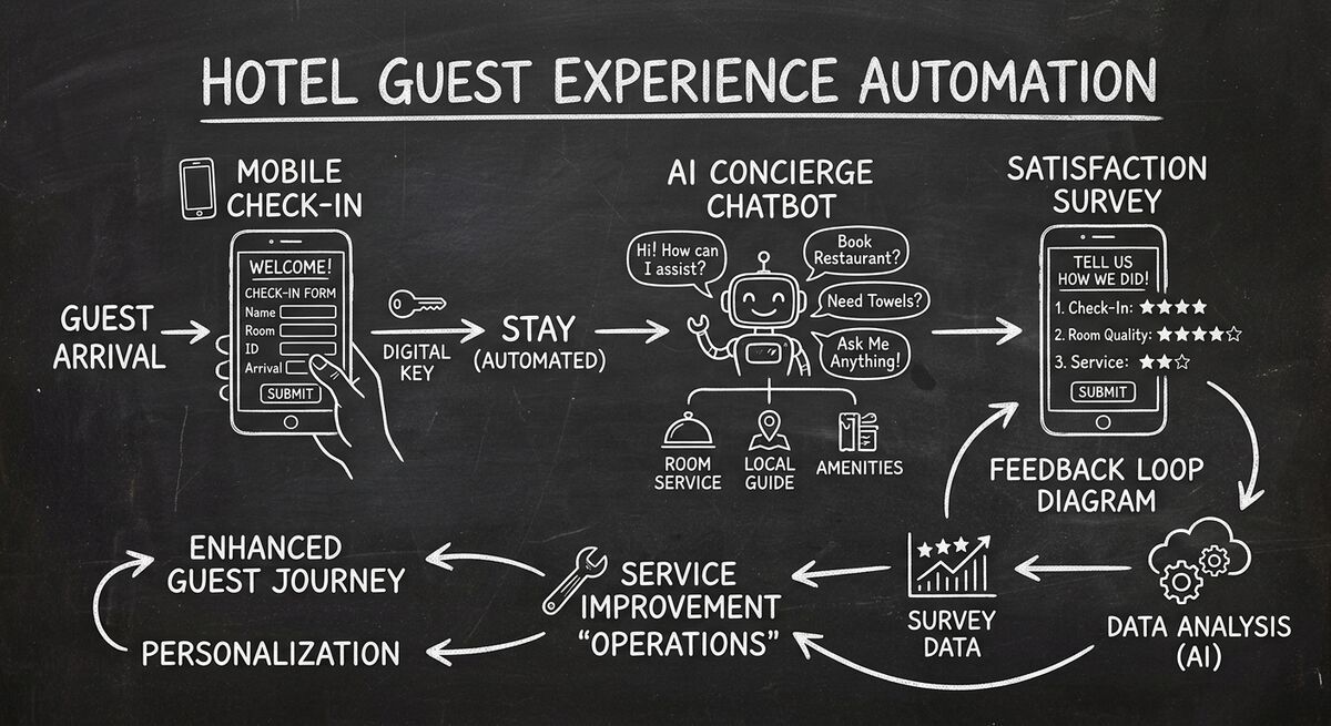 Hotel guest experience automation with AI concierge and feedback loop