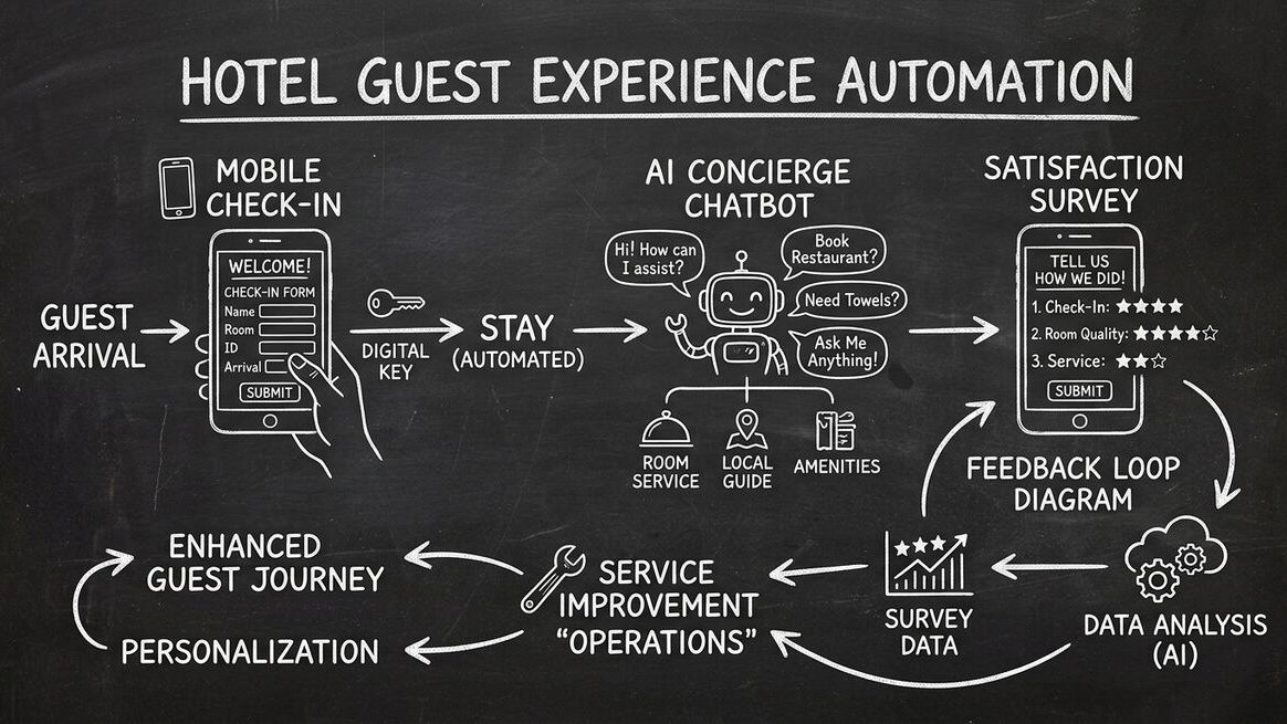 Hotel guest experience automation with AI concierge and feedback loop